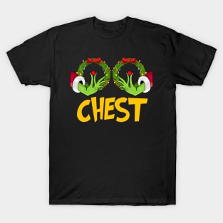 Chest Nuts Christmas Funny Matching Couple Chest T-Shirt